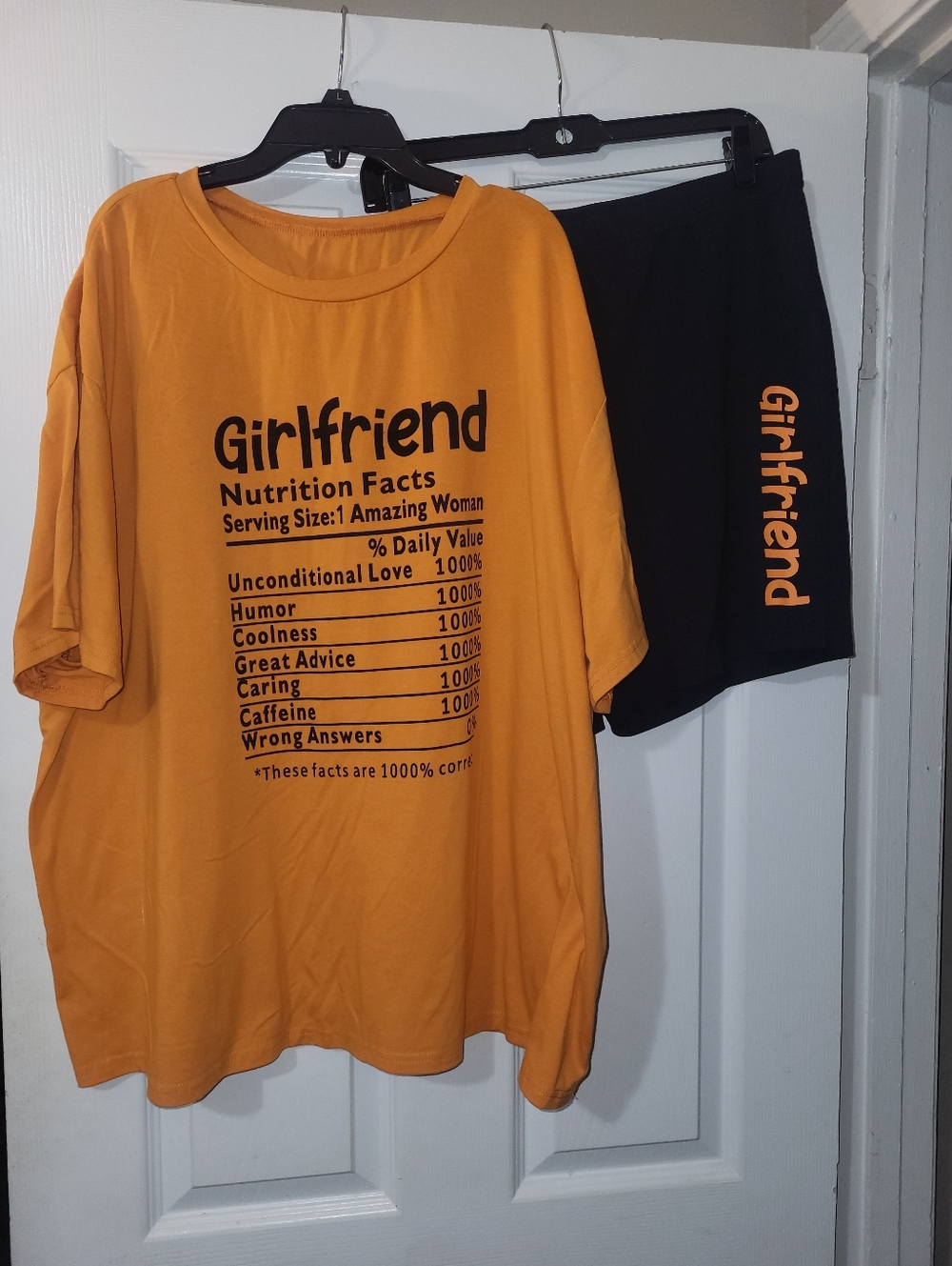 Girlfriend Orange Graphic Two Piece Shorts Set
